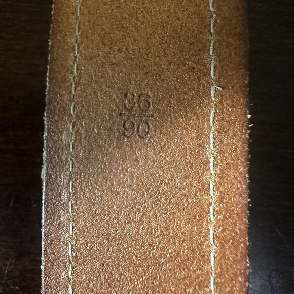 Polo Ralph Lauren Belt Mens 36/90 Brown Full Grain Leather Gold Buckle Stamped - Picture 5 of 9